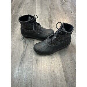Sperry Boots Womens 7.5 Syren Gulf Zip Lace Up Winter Duck Bootie STS99766 Black